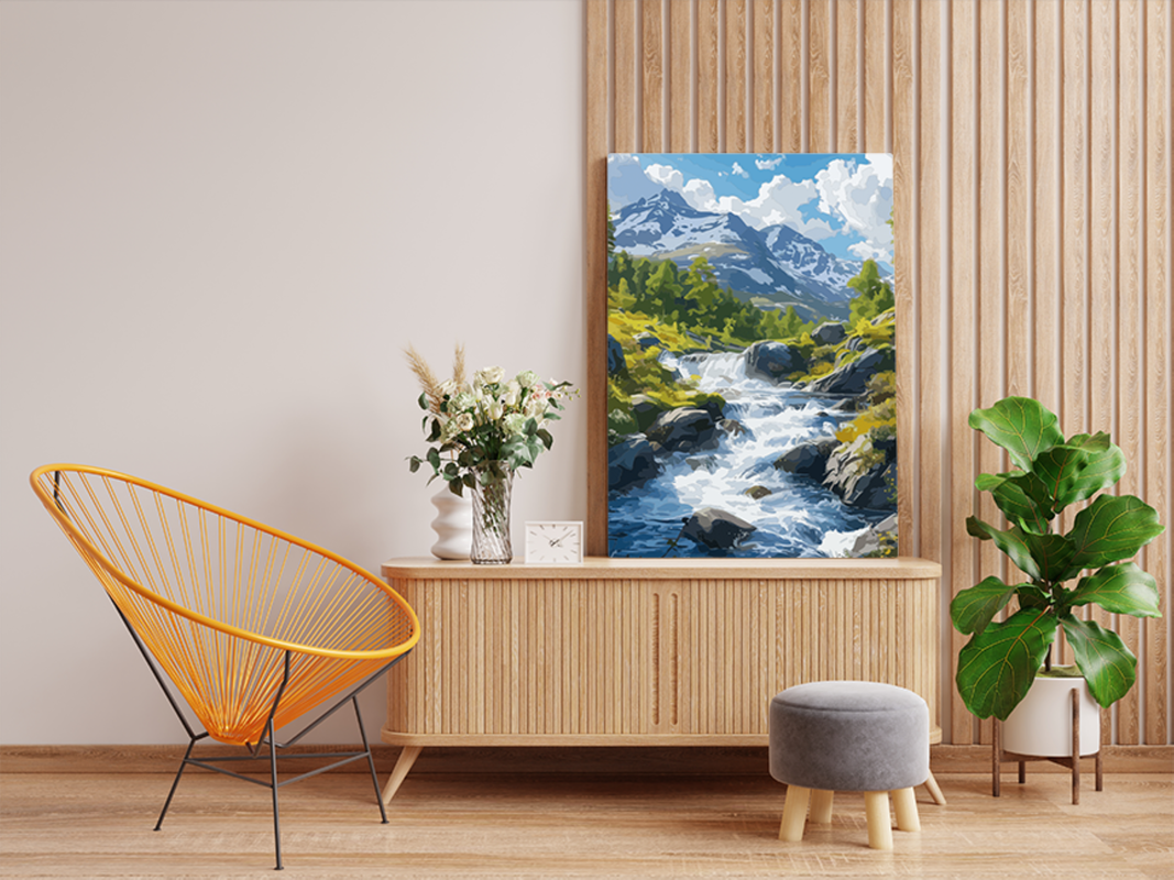 Cascading Mountain River Paint by Numbers Kit - Image 2