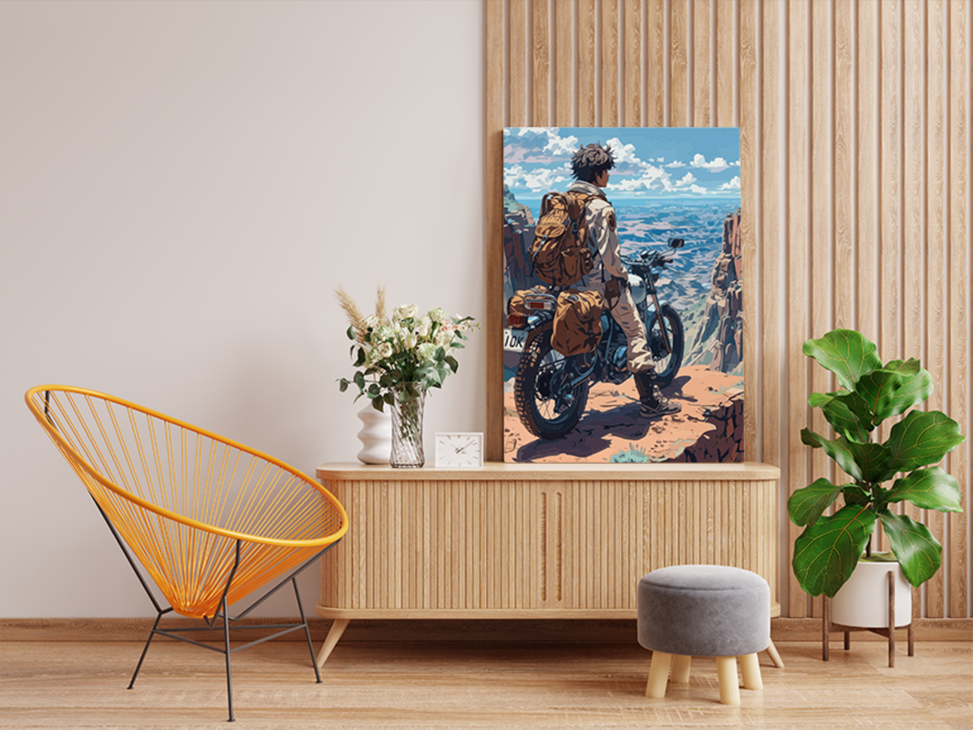 Adventure Seeker on Mountain Motorcycle Paint by Numbers Kit - Image 2