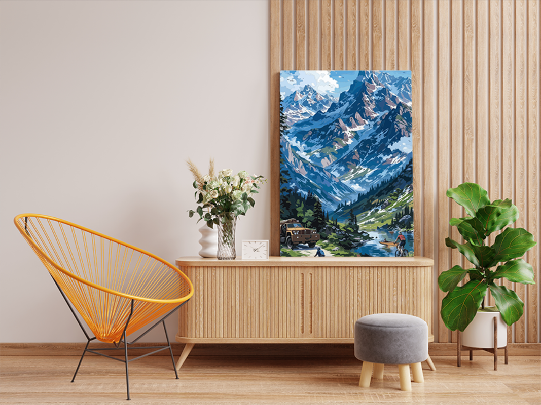 Mountain Adventure with Cyclists Paint by Numbers Kit - Image 2