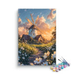Charming Windmill at Sunset Paint by Numbers Kit