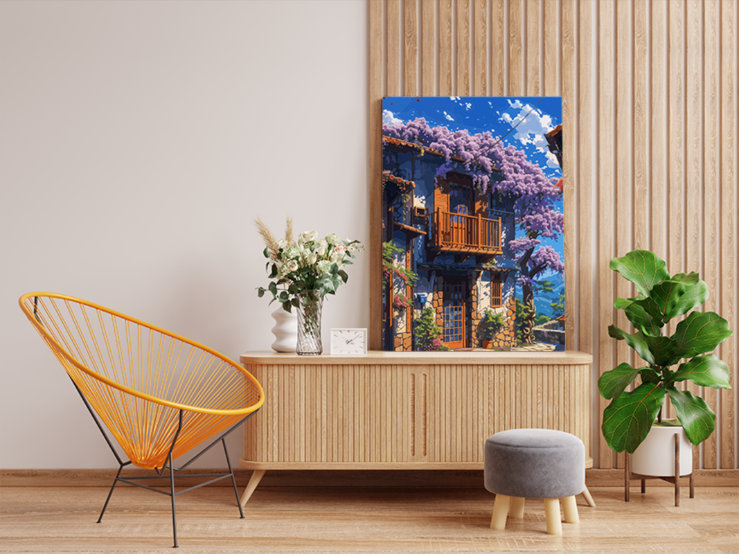 Charming Cottage with Wisteria Blooms Paint by Numbers Kit - Image 2