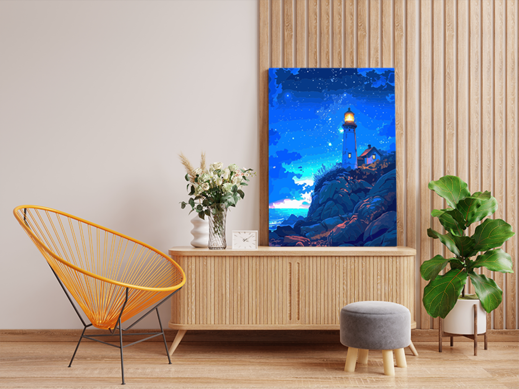 Starlit Lighthouse Paint by Numbers Kit - Image 2