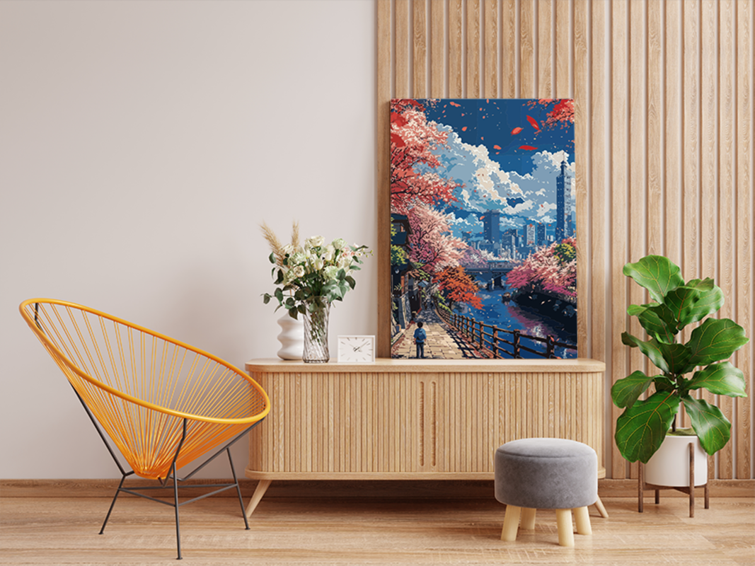 Autumn Walk by the River Paint by Numbers Kit - Image 2