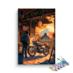 Morning Ride: Retro Motorcycle Paint by Numbers Kit