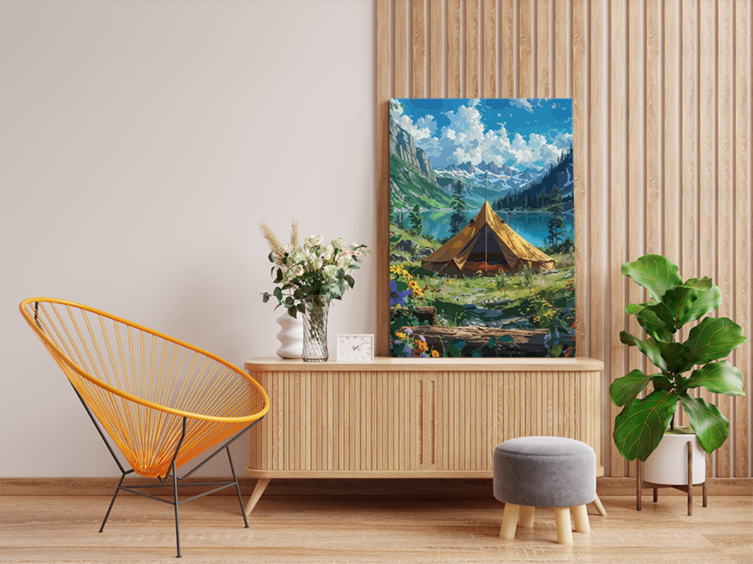 Mountain Adventure: Camping by the Lake Paint by Numbers Kit - Image 2
