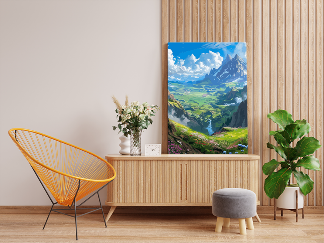 Alpine Vista: Majestic Mountains and Meadows Paint by Numbers Kit - Image 2