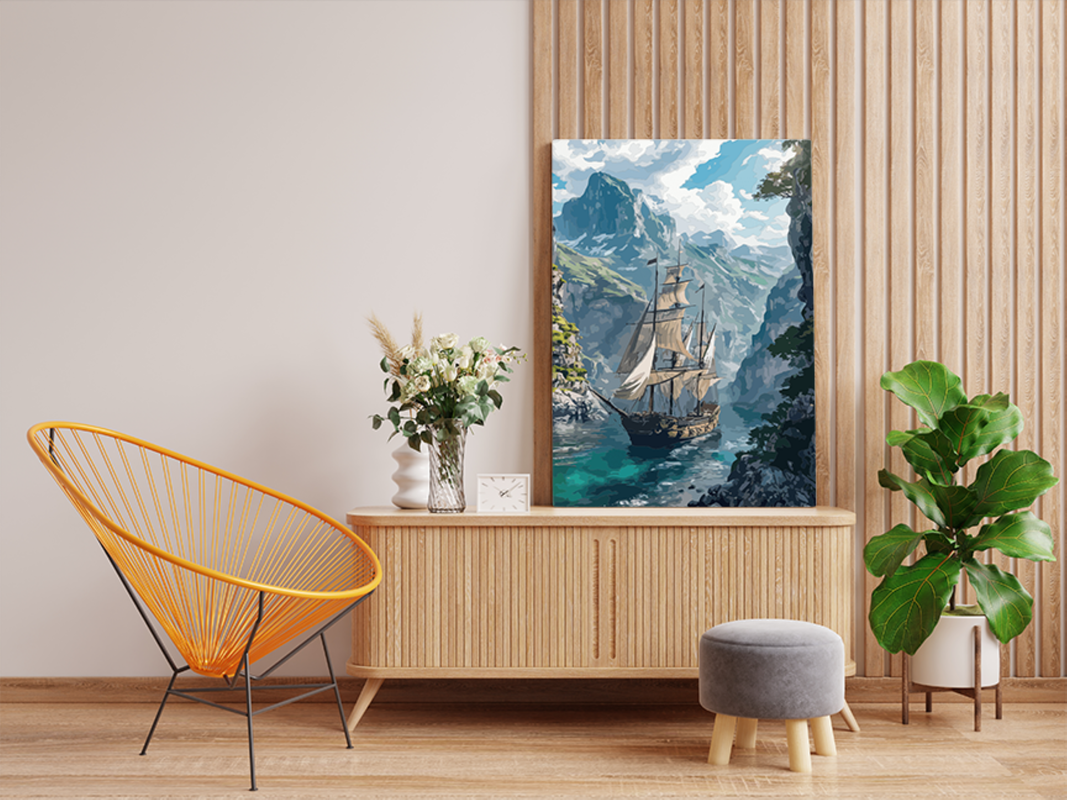 Majestic Voyage Sailing Ship Paint by Numbers Kit - Image 2