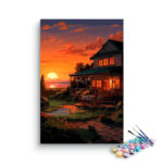 Sunset Cottage by the Sea Paint by Numbers Kit