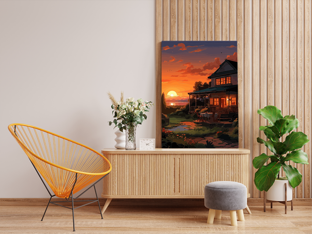 Sunset Cottage by the Sea Paint by Numbers Kit - Image 2