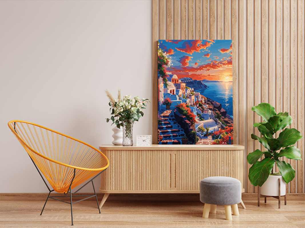 Sunset in Santorini Paint by Numbers Kit - Image 2