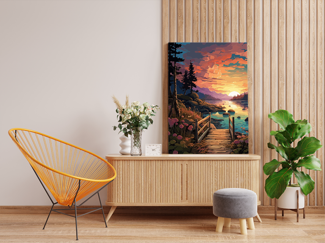 Serene Sunset Bridge Paint by Numbers Kit - Image 2