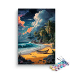 Tropical Beach with Boat Paint by Numbers Kit