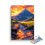 Golden Sunset by the Mountain Paint by Numbers Kit