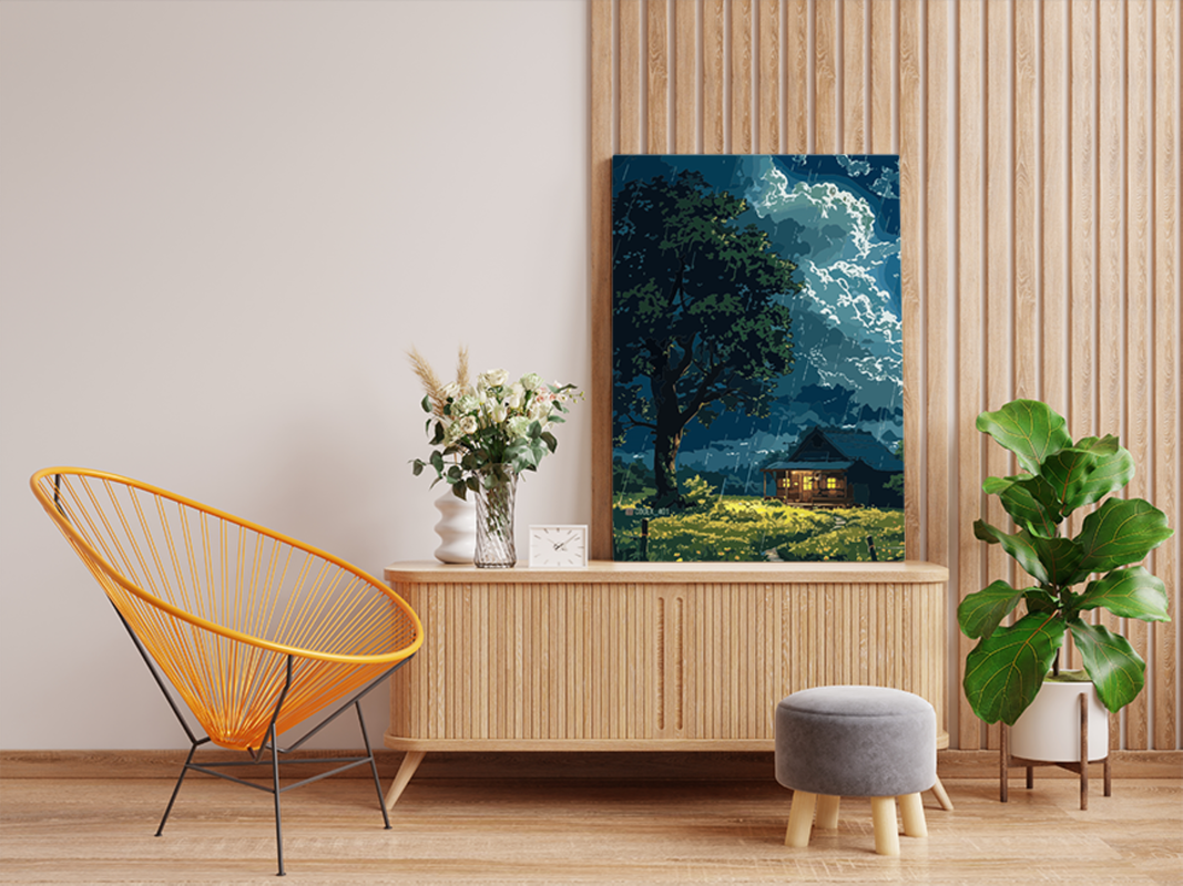 Stormy Night Cabin Paint by Numbers Kit - Image 2