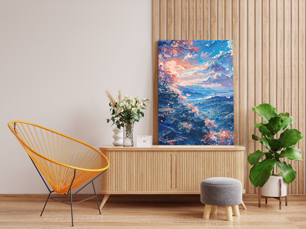 Cherry Blossom Valley Paint by Numbers Kit - Image 2