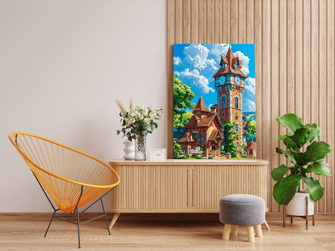 Charming Clock Tower Paint by Numbers Kit - Image 2