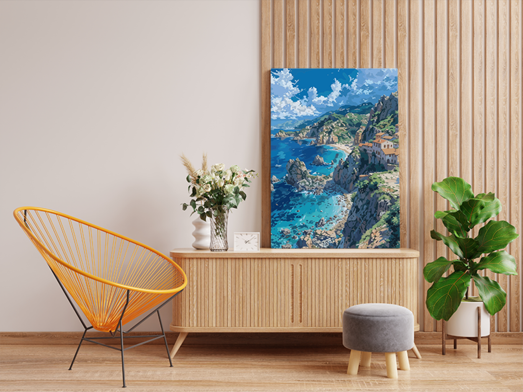 Mediterranean Coastline Paint by Numbers Kit - Image 2