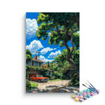 Classic Suburban Car Scene Paint by Numbers Kit