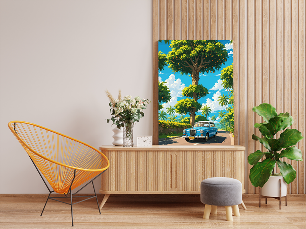 Tropical Journey with Classic Car Paint by Numbers Kit - Image 2