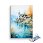 Serene Lakeside Village Paint by Numbers Kit
