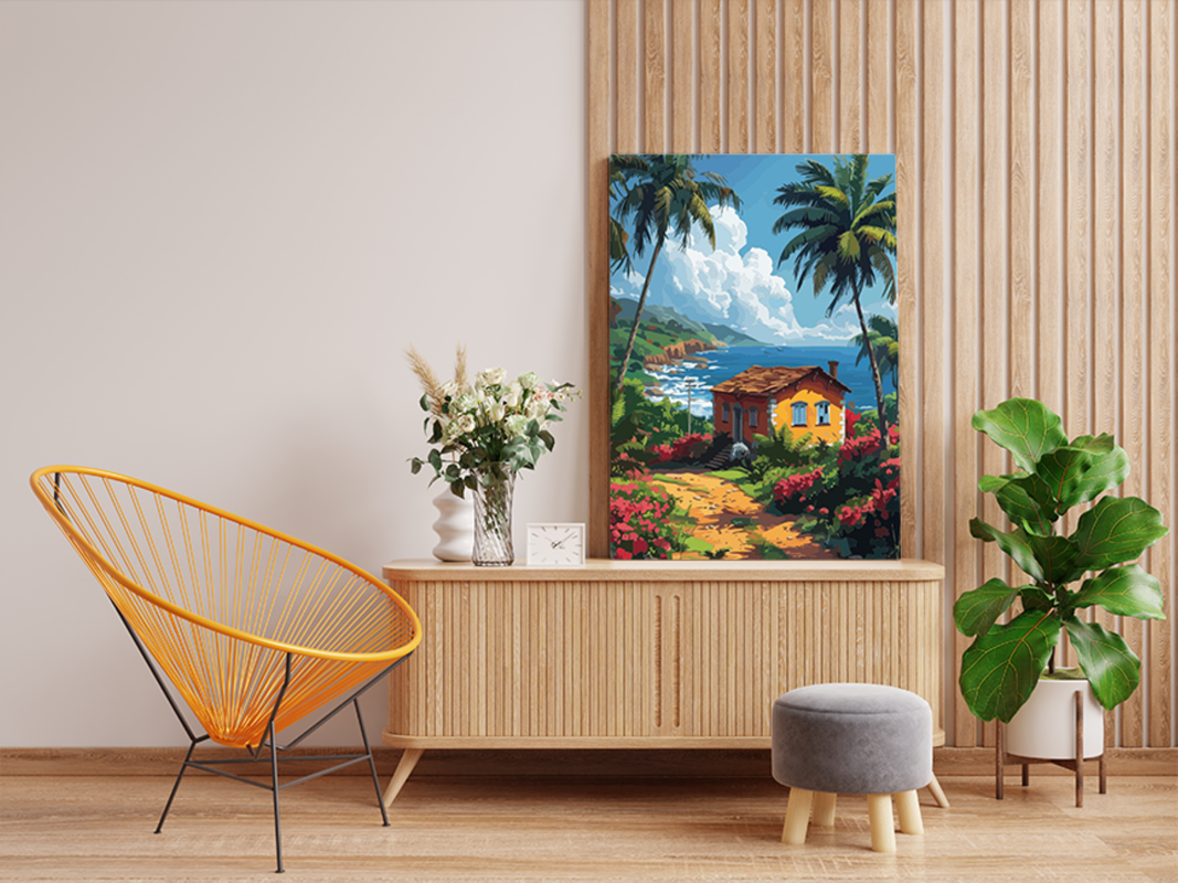 Tropical Coastal Cottage Paint by Numbers Kit - Image 2