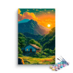Sunset Mountain Cottage Paint by Numbers Kit
