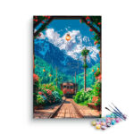 Mountain Train Station Paint by Numbers Kit
