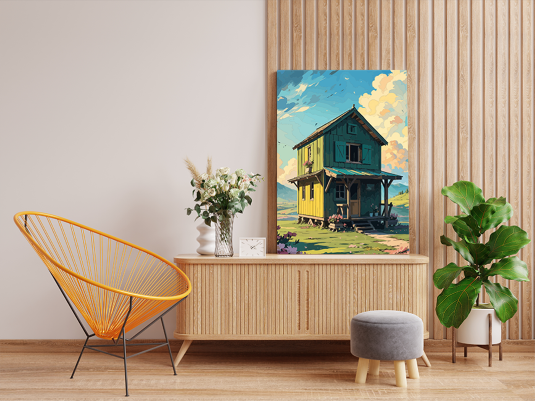 Rustic Two-Story Cabin Paint by Numbers Kit - Image 2