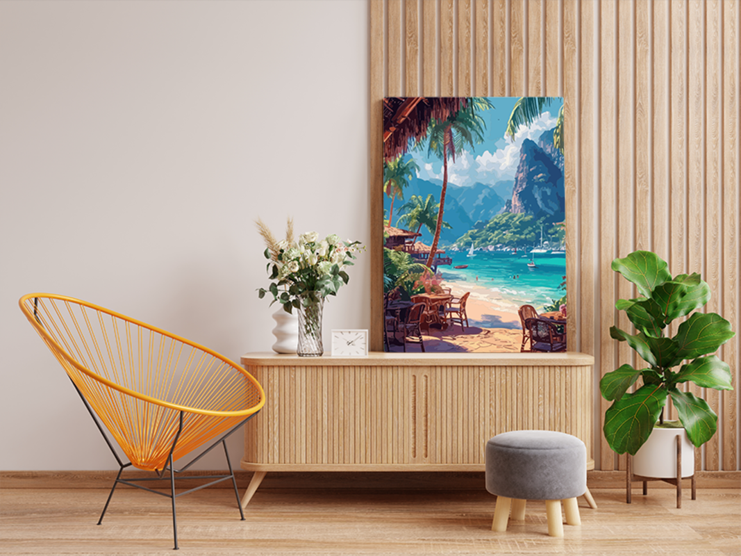 Tropical Beachfront CafΓ© Paint by Numbers Kit - Image 2