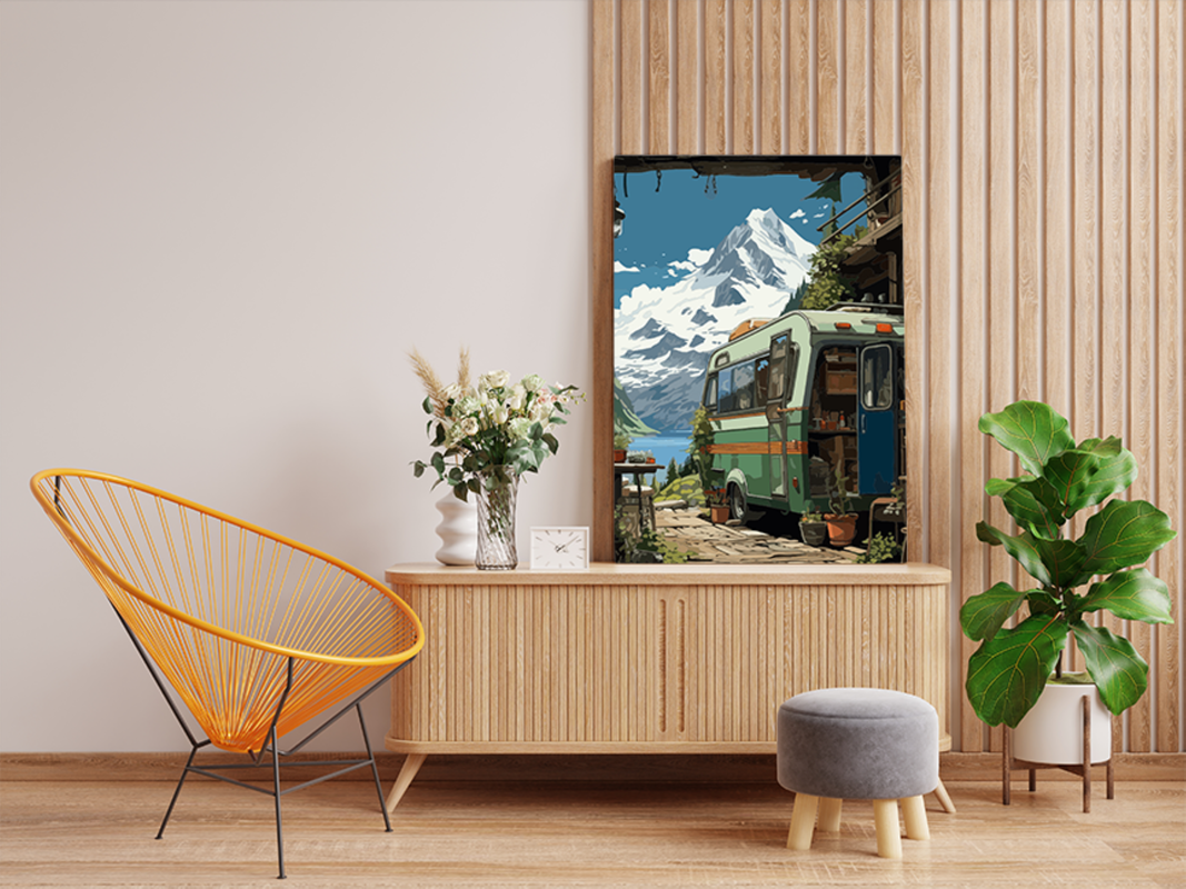 Mountain Escape with Camper Paint by Numbers Kit - Image 2