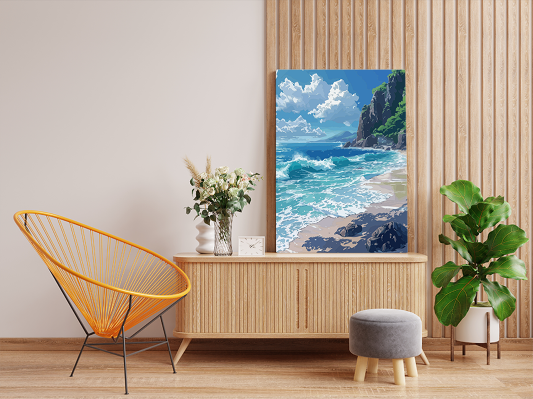 Serene Coastal Waves Paint by Numbers Kit - Image 2