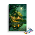 Moonlit Cottage by the Lake Paint by Numbers Kit