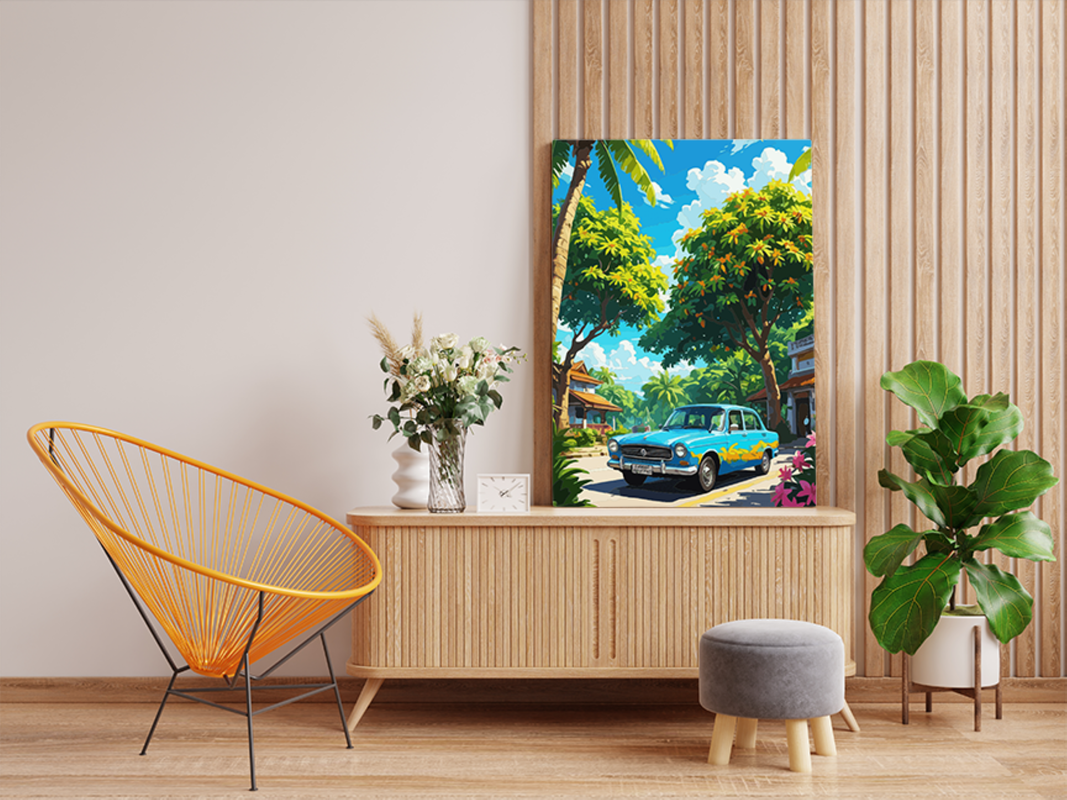 Classic Car in Tropical Paradise Paint by Numbers Kit - Image 2