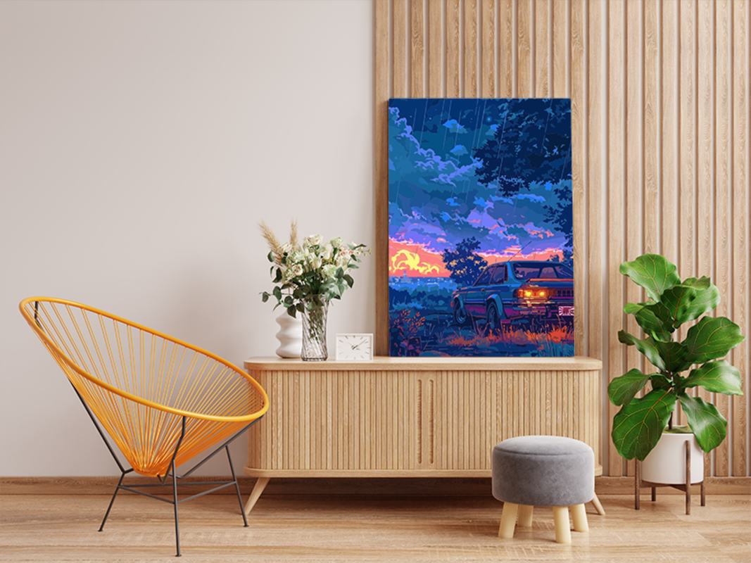 Rainy Dusk Drive Paint by Numbers Kit - Image 2