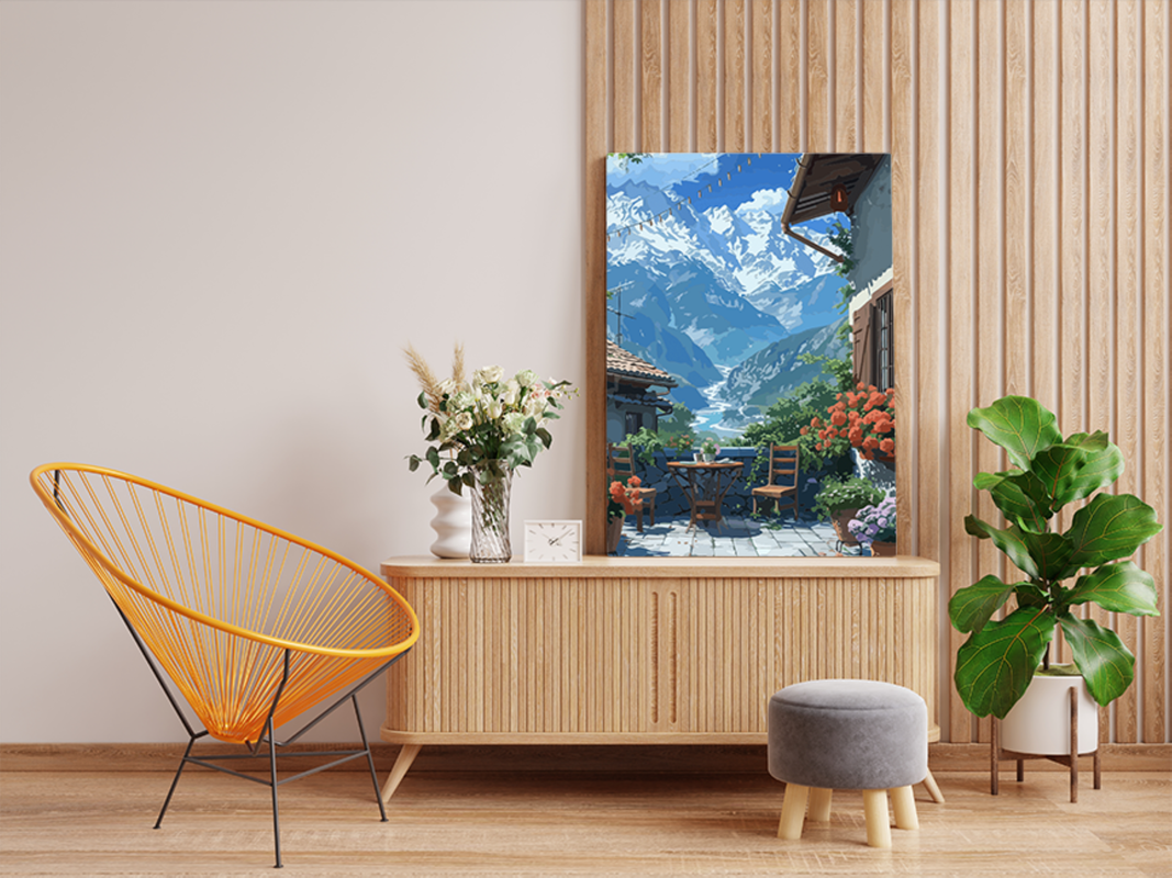 Mountain Terrace View Paint by Numbers Kit - Image 2