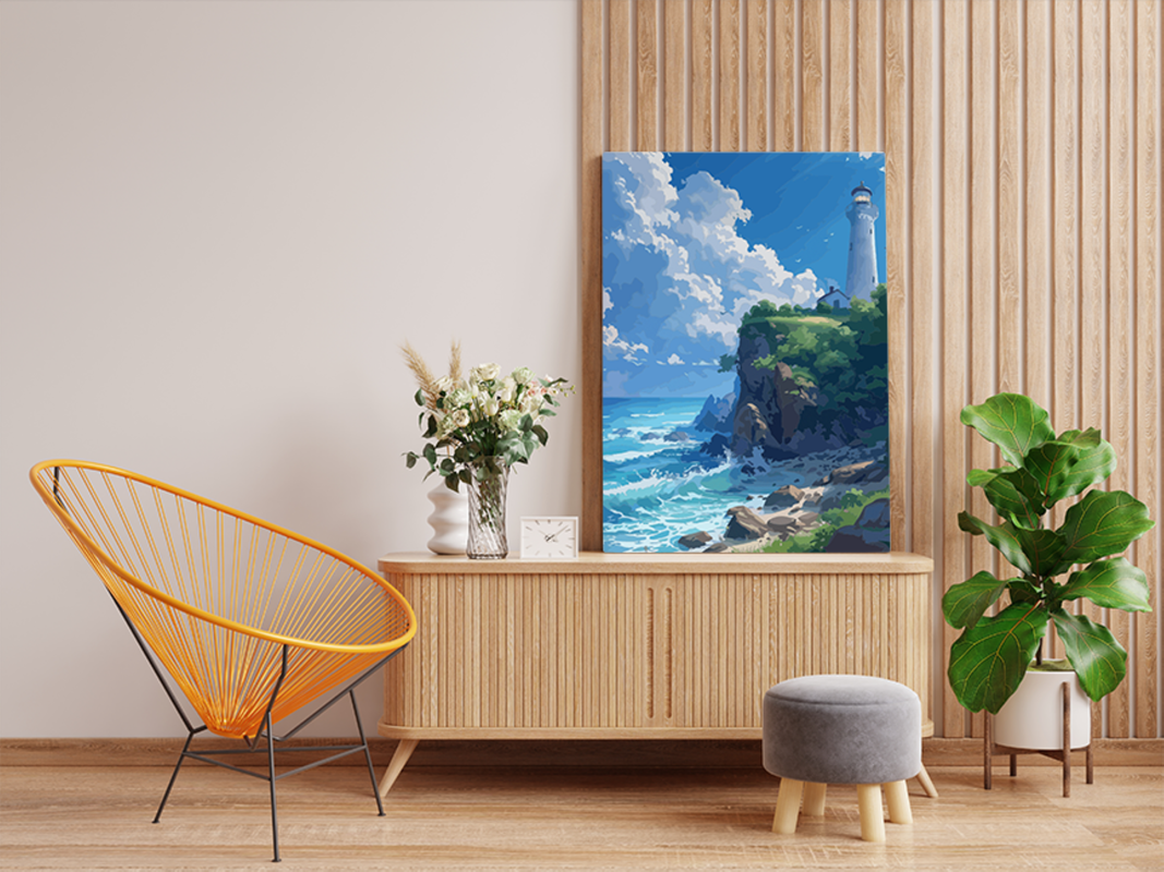 Lighthouse by the Cliffs Paint by Numbers Kit - Image 2