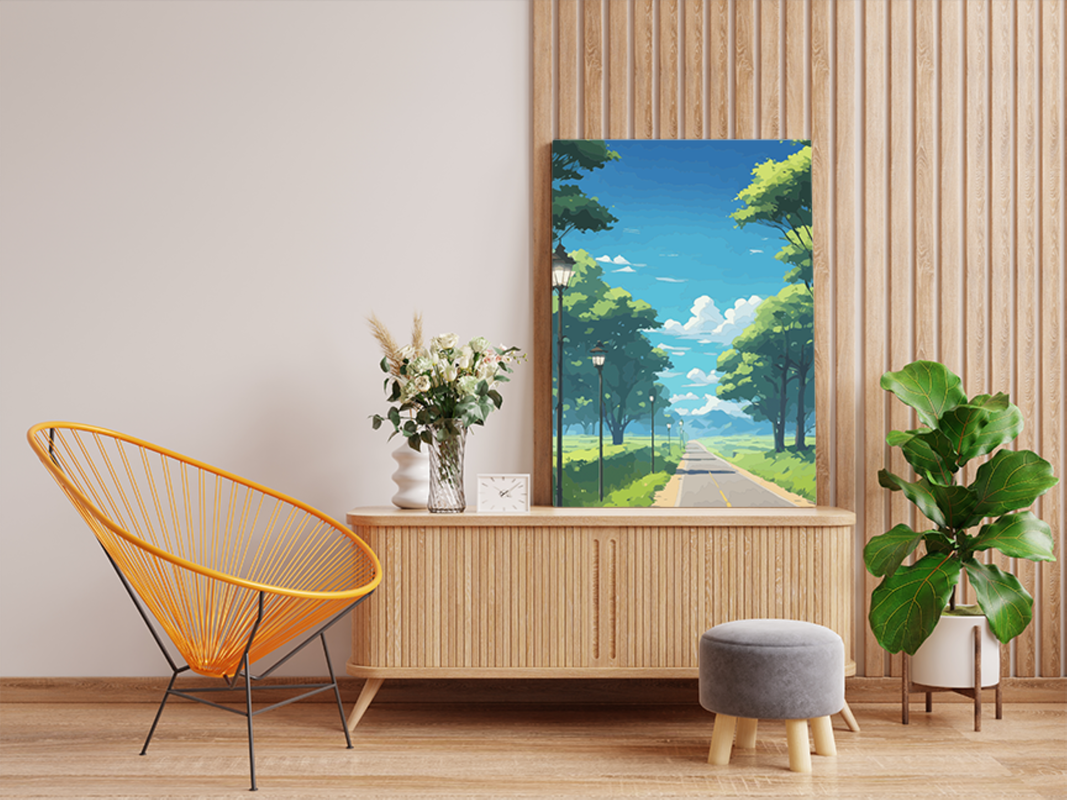 Peaceful Countryside Road Paint by Numbers Kit - Image 2