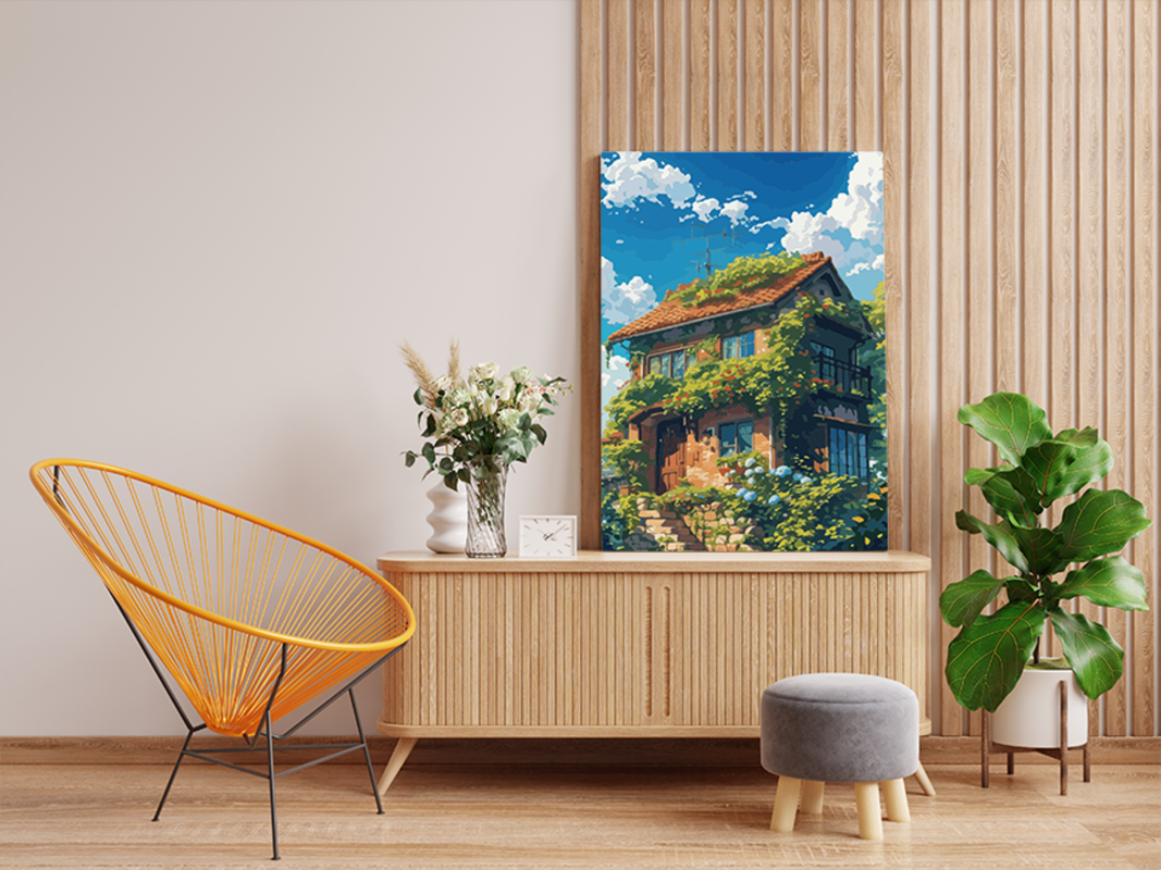 Charming Ivy-Covered Cottage Paint by Numbers Kit - Image 2