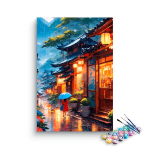 Rainy Lantern Street Paint by Numbers Kit