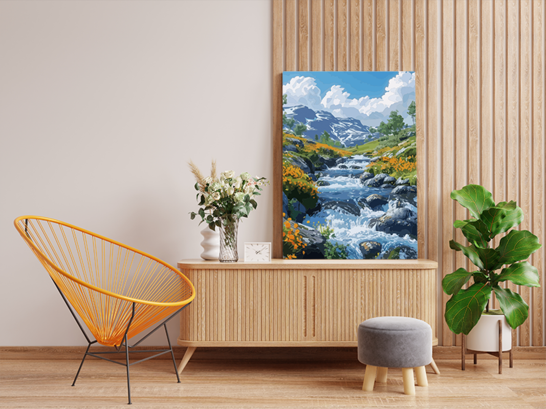 Mountain Stream Serenity Paint by Numbers Kit - Image 2