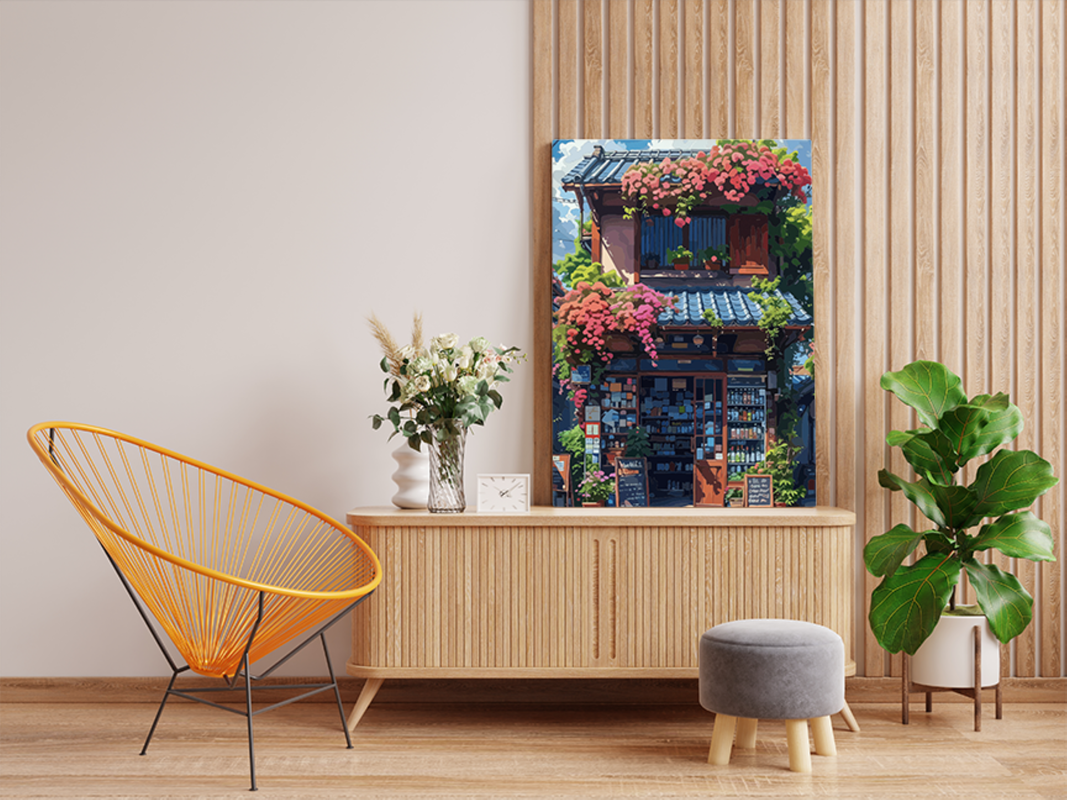 Charming Japanese Storefront Paint by Numbers Kit - Image 2
