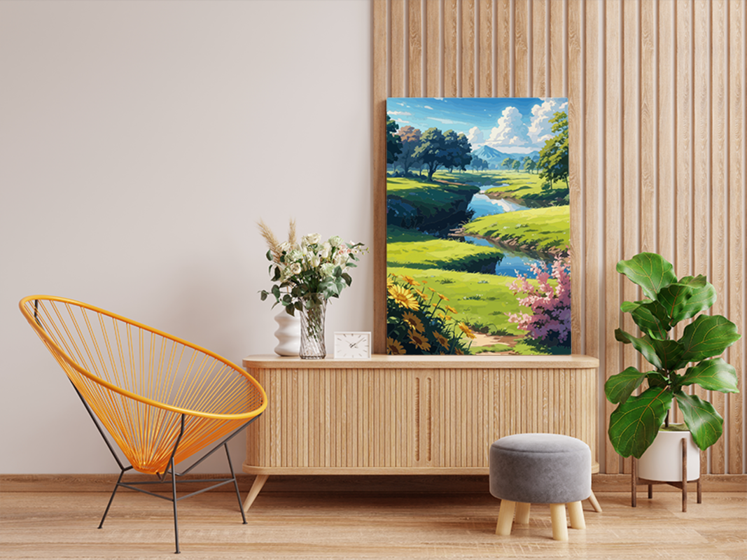 Tranquil Meadow Stream Paint by Numbers Kit - Image 2