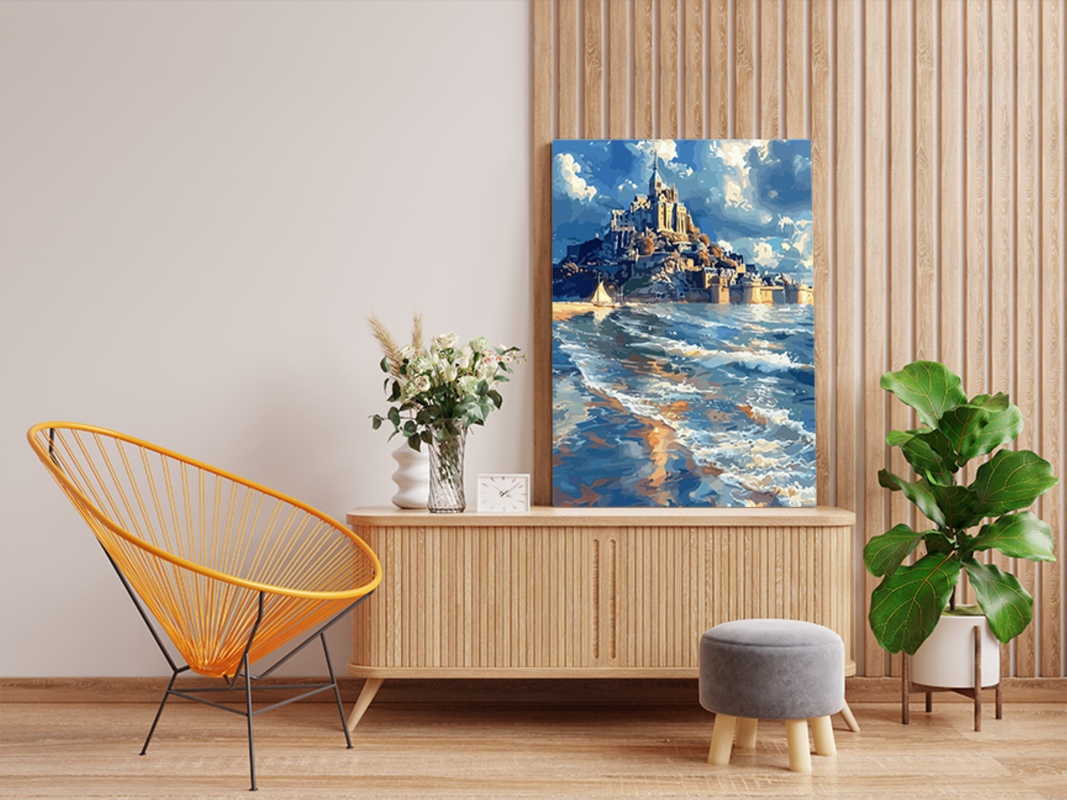 Majestic Castle by the Sea Paint by Numbers Kit - Image 2