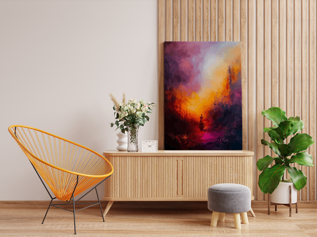 Abstract Sunset Silhouette Paint by Numbers Kit - Image 2