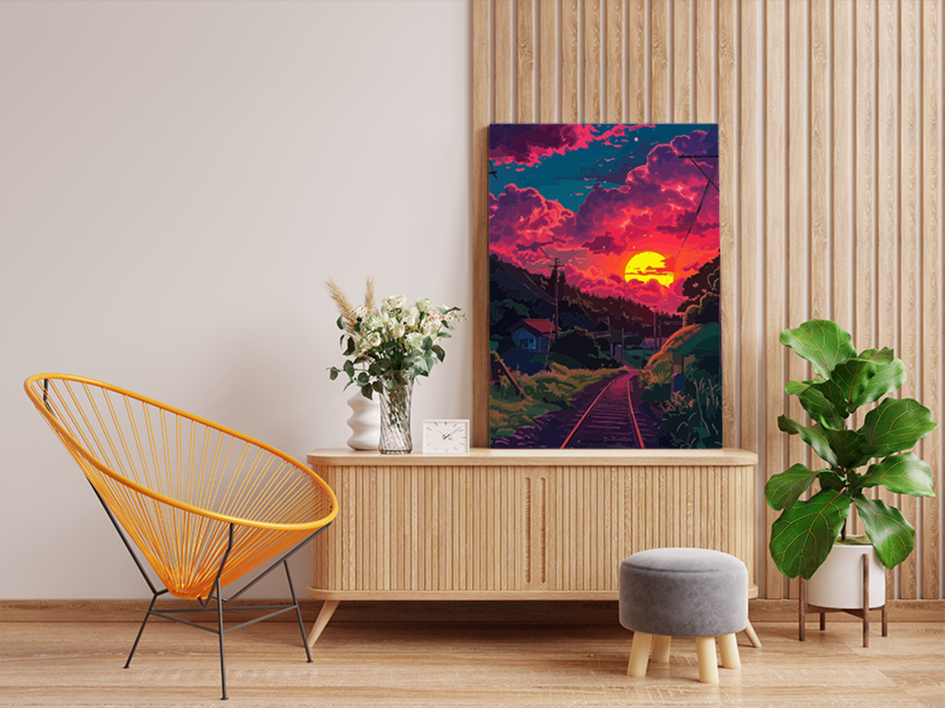 Sunset Railway Journey Paint by Numbers Kit - Image 2