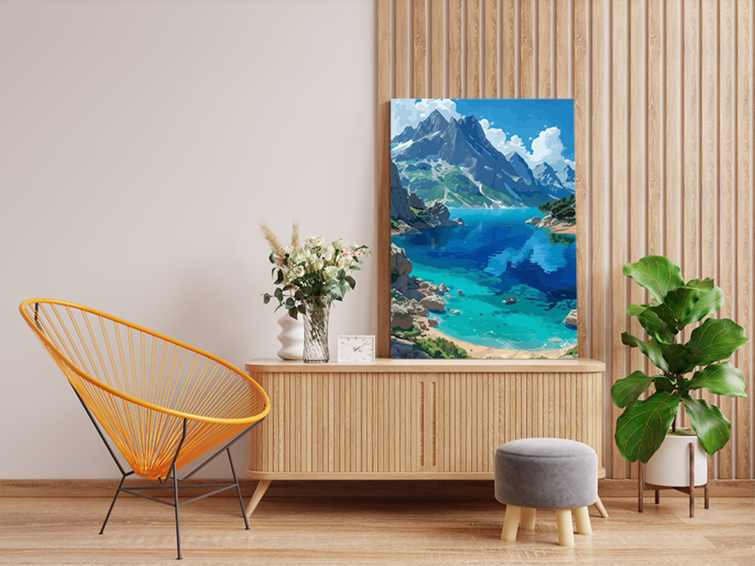 Majestic Mountain Lake Paint by Numbers Kit - Image 2