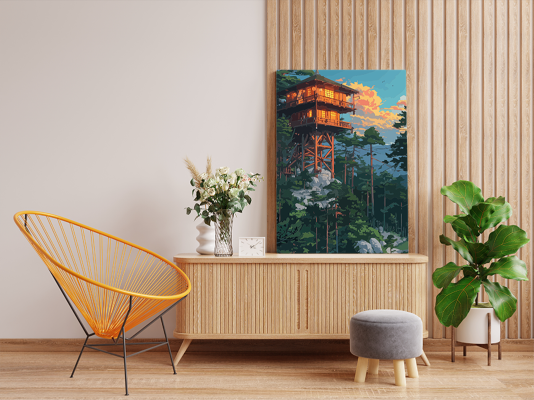 Mountain Watchtower Escape Paint by Numbers Kit - Image 2