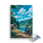 Wilderness Camping Motorcycle Adventure Paint by Numbers Kit