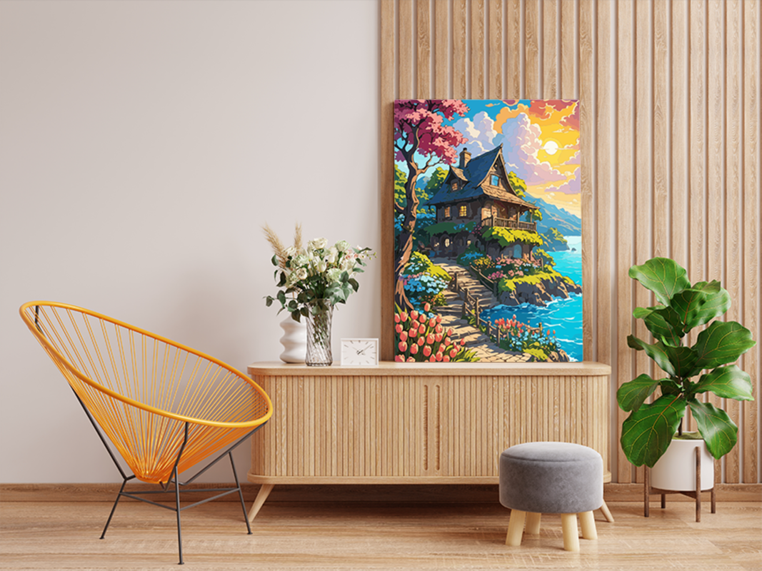 Cottage by the Lake Paint by Numbers Kit - Image 2