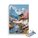 Mountain Cabin by River Paint by Numbers Kit